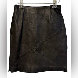 Wilsons Pelle Studio Vintage Black Leather Pencil   Skirt Sz8 Punk Rockstar